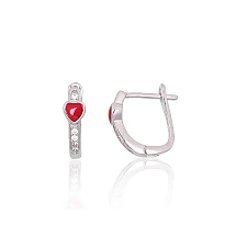 Серебряные серьги на английском замке, 1.1 g, Серебро 925 проба, родий (покрытие), Цирконы , Ювелирная эмаль