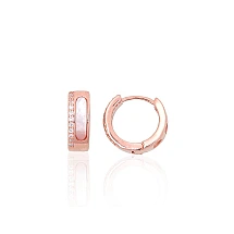 Серебряные серьги с круглой застежкой, 2.4 g, Серебро 925 проба, красное золото (покрытие), Цирконы , Перламутр