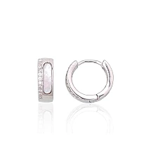 Серебряные серьги с круглой застежкой, 2.4 g, Серебро 925 проба, родий (покрытие), Цирконы , Перламутр