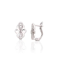 Серебряные серьги на английском замке, 1.2 g, Серебро 925 проба, родий (покрытие), Цирконы