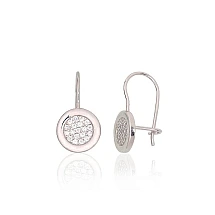 Серебряные серьги на крючках, 1.5 g, Серебро 925 проба, родий (покрытие), Цирконы