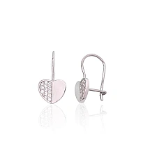 Серебряные серьги на крючках, 1.1 g, Серебро 925 проба, родий (покрытие), Цирконы