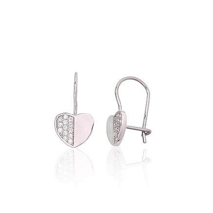 Ar āķīšiem,  - Sudraba auskari ar āķīšiem, 1.2 g, Sudrabs 925 prove, rodijs (pārklājums), Cirkoni