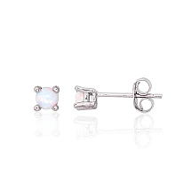 Серебряные серьги-пуссеты, 0.6 g, Серебро 925 проба, родий (покрытие), Опалит