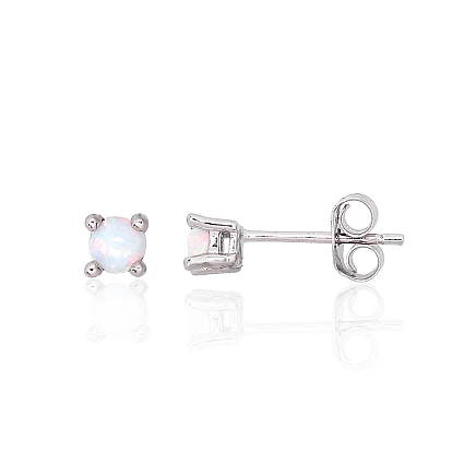 stud,  - Silver stud earrings, 0.6 g, Silver 925 fineness, Rhodium (Plating), Opalit
