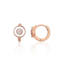 Серебряные серьги с круглой застежкой, 2.3 g, Серебро 925 проба, красное золото (покрытие), Цирконы , Перламутр