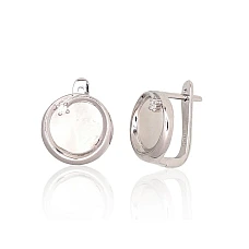 Silver earrings with 'english' lock, 4.3 g, Silver 925 fineness, Rhodium (Plating), Zirkons , Mother-of-pearl