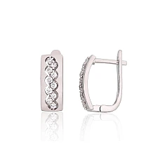 Silver earrings with 'english' lock, 3.8 g, Silver 925 fineness, Rhodium (Plating), Zirkons