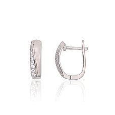 Silver earrings with 'english' lock, 3.6 g, Silver 925 fineness, Rhodium (Plating), Zirkons