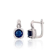 Silver earrings with 'english' lock, 4.2 g, Silver 925 fineness, Rhodium (Plating), Zirkons