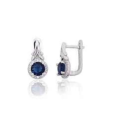 Silver earrings with 'english' lock, Silver 925 fineness, Rhodium (Plating), Zirkons