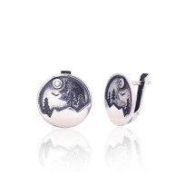 Silver earrings with 'english' lock, Silver 925 fineness, oxide (Plating), Zirkons