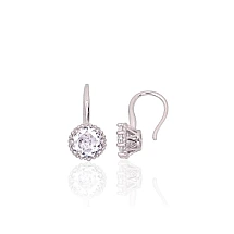 Серебряные серьги на крючках, 1.4 g, Серебро 925 проба, родий (покрытие), Цирконы