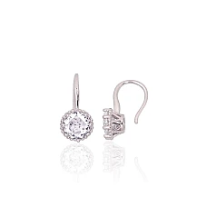 Sudraba auskari ar āķīšiem, 1.4 g, Sudrabs 925 prove, rodijs (pārklājums), Cirkoni