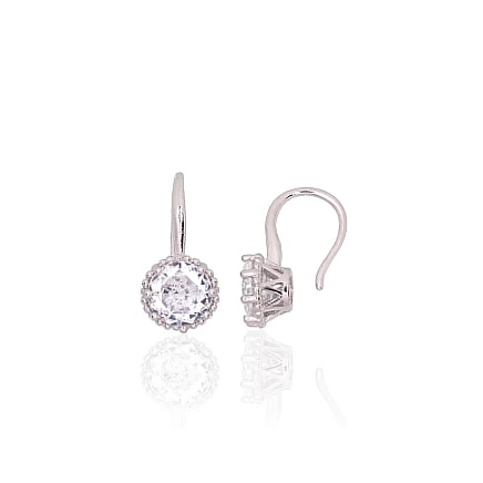 Ar āķīšiem,  - Sudraba auskari ar āķīšiem, 1.4 g, Sudrabs 925 prove, rodijs (pārklājums), Cirkoni