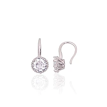 Серебряные серьги на крючках, 1.5 g, Серебро 925 проба, родий (покрытие), Цирконы