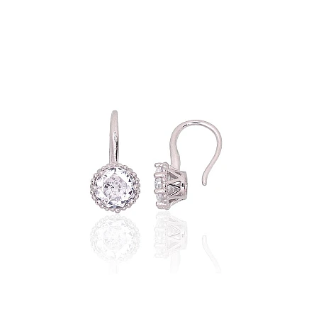 Ar āķīšiem,  - Sudraba auskari ar āķīšiem, 1.5 g, Sudrabs 925 prove, rodijs (pārklājums), Cirkoni