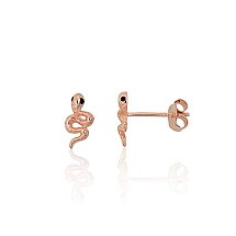 Серебряные серьги-пуссеты, 0.7 g, Серебро 925 проба, красное золото (покрытие), Цирконы