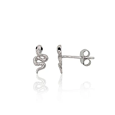 Серебряные серьги-пуссеты, 0.7 g, Серебро 925 проба, родий (покрытие), Цирконы