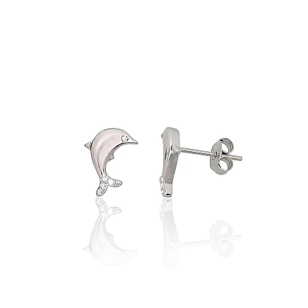 stud,  - Silver stud earrings, 1.1 g, Silver 925 fineness, Rhodium (Plating), Zirkons