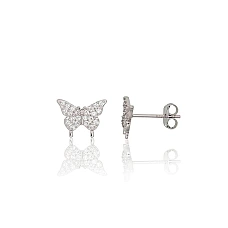 Silver stud earrings, Silver 925 fineness, Rhodium (Plating), Zirkons