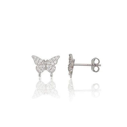 stud,  - Silver stud earrings, Silver 925 fineness, Rhodium (Plating), Zirkons
