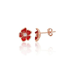 Silver stud earrings, Silver 925 fineness, red gold (Plating), Zirkons, Jewelery enamel