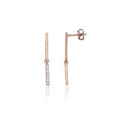 Silver stud earrings, Silver 925 fineness, red gold (Plating), Zirkons