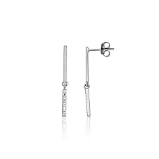 Silver stud earrings, Silver 925 fineness, Rhodium (Plating), Zirkons