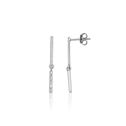 stud,  - Silver stud earrings, Silver 925 fineness, Rhodium (Plating), Zirkons