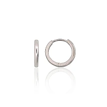 Серебряные серьги с круглой застежкой, 1.4 g, Серебро 925 проба, родий (покрытие)