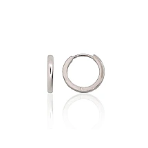 Серебряные серьги с круглой застежкой, 1.5 g, Серебро 925 проба, родий (покрытие)