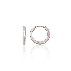Серебряные серьги с круглой застежкой, 1.5 g, Серебро 925 проба, родий (покрытие)