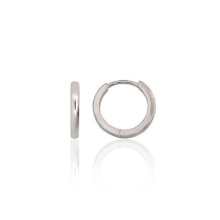 С круглой застежкой,  - Серебряные серьги с круглой застежкой, 1.5 g, Серебро 925 проба, родий (покрытие)