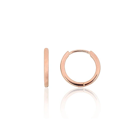 С круглой застежкой,  - Серебряные серьги с круглой застежкой, 1.6 g, Серебро 925 проба, красное золото (покрытие)