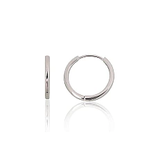 Серебряные серьги с круглой застежкой, 2.3 g, Серебро 925 проба, родий (покрытие)