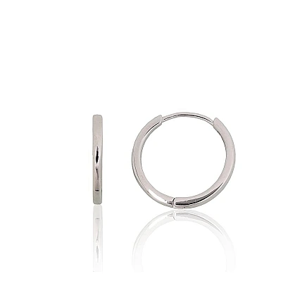 С круглой застежкой,  - Серебряные серьги с круглой застежкой, 2.3 g, Серебро 925 проба, родий (покрытие)