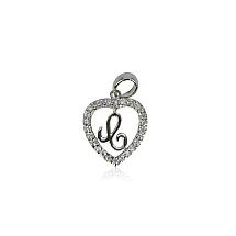 Серебряный кулон, 1.7 g, Серебро 925 проба, родий (покрытие), Цирконы