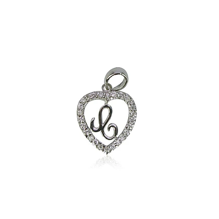 Letters,  - Silver pendant, 1.7 g, Silver 925 fineness, Rhodium (Plating), Zirkons