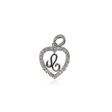 Letters,  - Silver pendant, 1.8 g, Silver 925 fineness, Rhodium (Plating), Zirkons