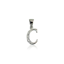 Серебряный кулон, 1.2 g, Серебро 925 проба, родий (покрытие), Цирконы