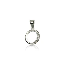 Серебряный кулон, 1.7 g, Серебро 925 проба, родий (покрытие), Цирконы