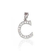 Серебряный кулон, 1.4 g, Серебро 925 проба, родий (покрытие), Цирконы