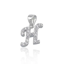 Серебряный кулон, 1.5 g, Серебро 925 проба, родий (покрытие), Цирконы