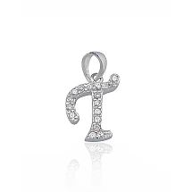 Серебряный кулон, 1.3 g, Серебро 925 проба, родий (покрытие), Цирконы
