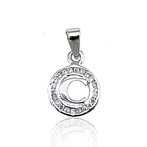 Серебряный кулон, 1.1 g, Серебро 925 проба, родий (покрытие), Цирконы