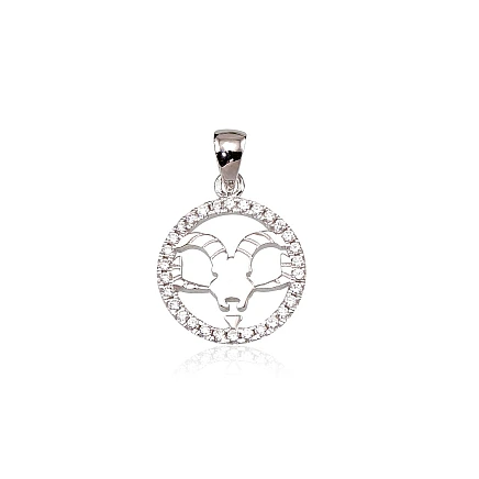 Zodiaka zīmes, Auns - Sudraba kulons, 2.5 g, Sudrabs 925 prove, rodijs (pārklājums), Cirkoni, Auns