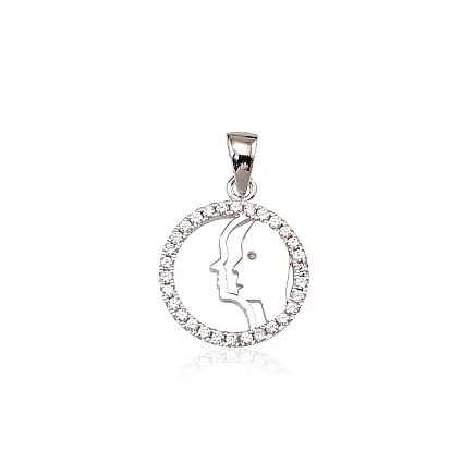 Zodiaka zīmes, Dvīņi - Sudraba kulons, 2.5 g, Sudrabs 925 prove, rodijs (pārklājums), Cirkoni, Dvīņi