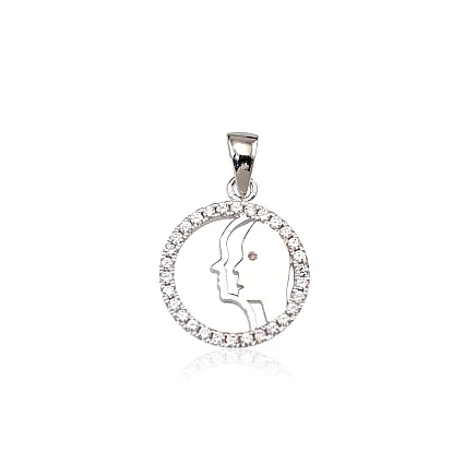 Zodiaka zīmes, Dvīņi - Sudraba kulons, 2.8 g, Sudrabs 925 prove, rodijs (pārklājums), Cirkoni, Dvīņi