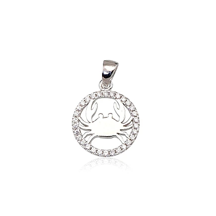 Zodiac signes, Cancer - Silver pendant, 2.6 g, Silver 925 fineness, Rhodium (Plating), Zirkons, Cancer